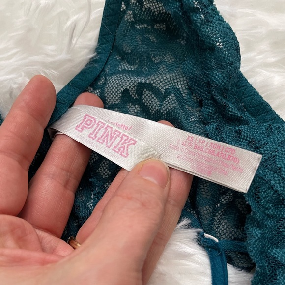 PINK Victoria’s Secret Lace Teal Green Strappy-Back Bralette - Picture 4 of 9
